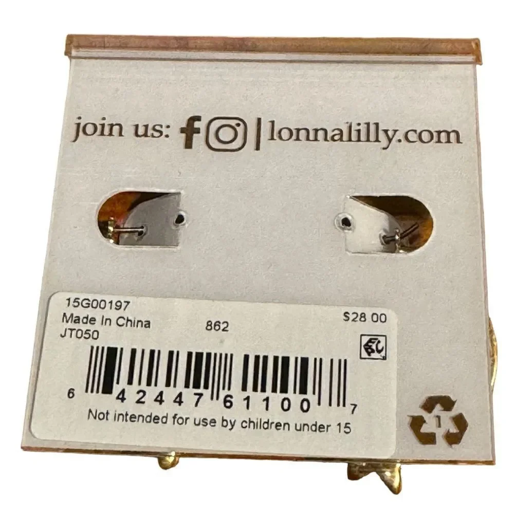 NWT Lonna & Lilly Gold-Tone Enamel Butterfly Medium Hoop Earrings, 1.2